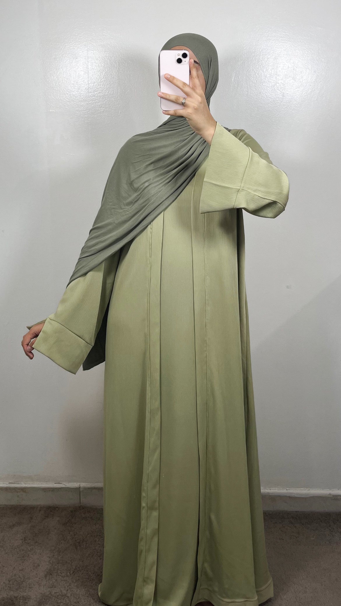 SET AYA KIMONO + SOUS ABAYA VERT