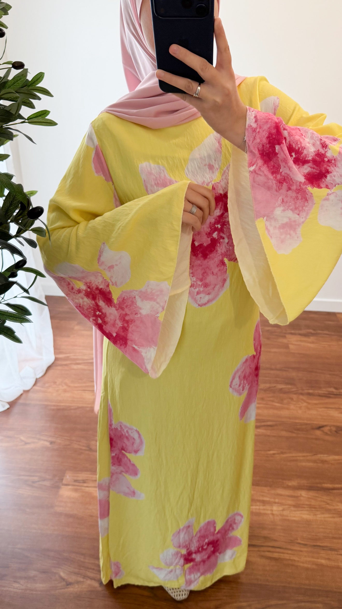 ROBE MOTIF FLEUR ROSE/JAUNE