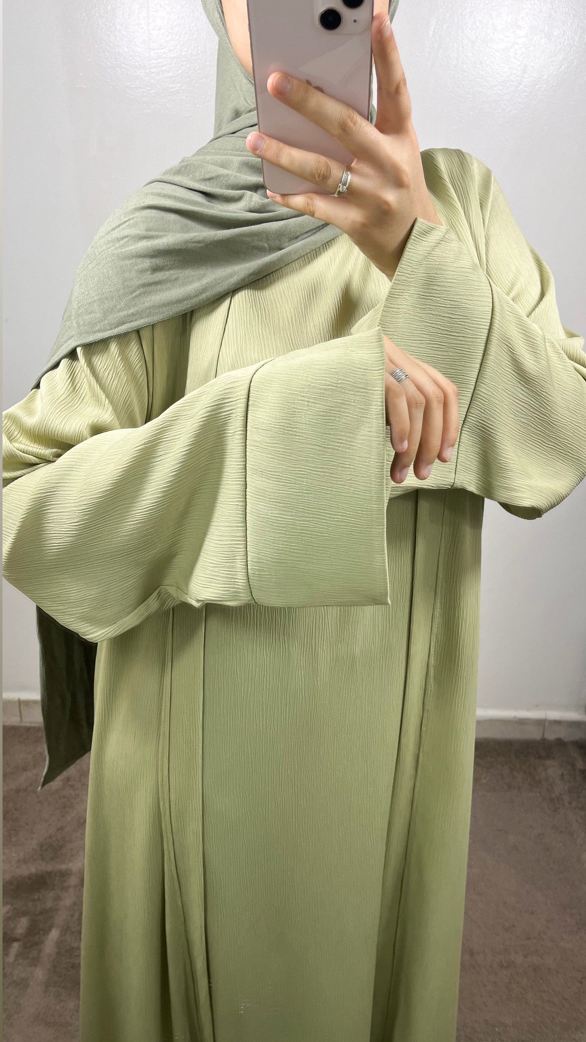 SET AYA KIMONO + SOUS ABAYA VERT
