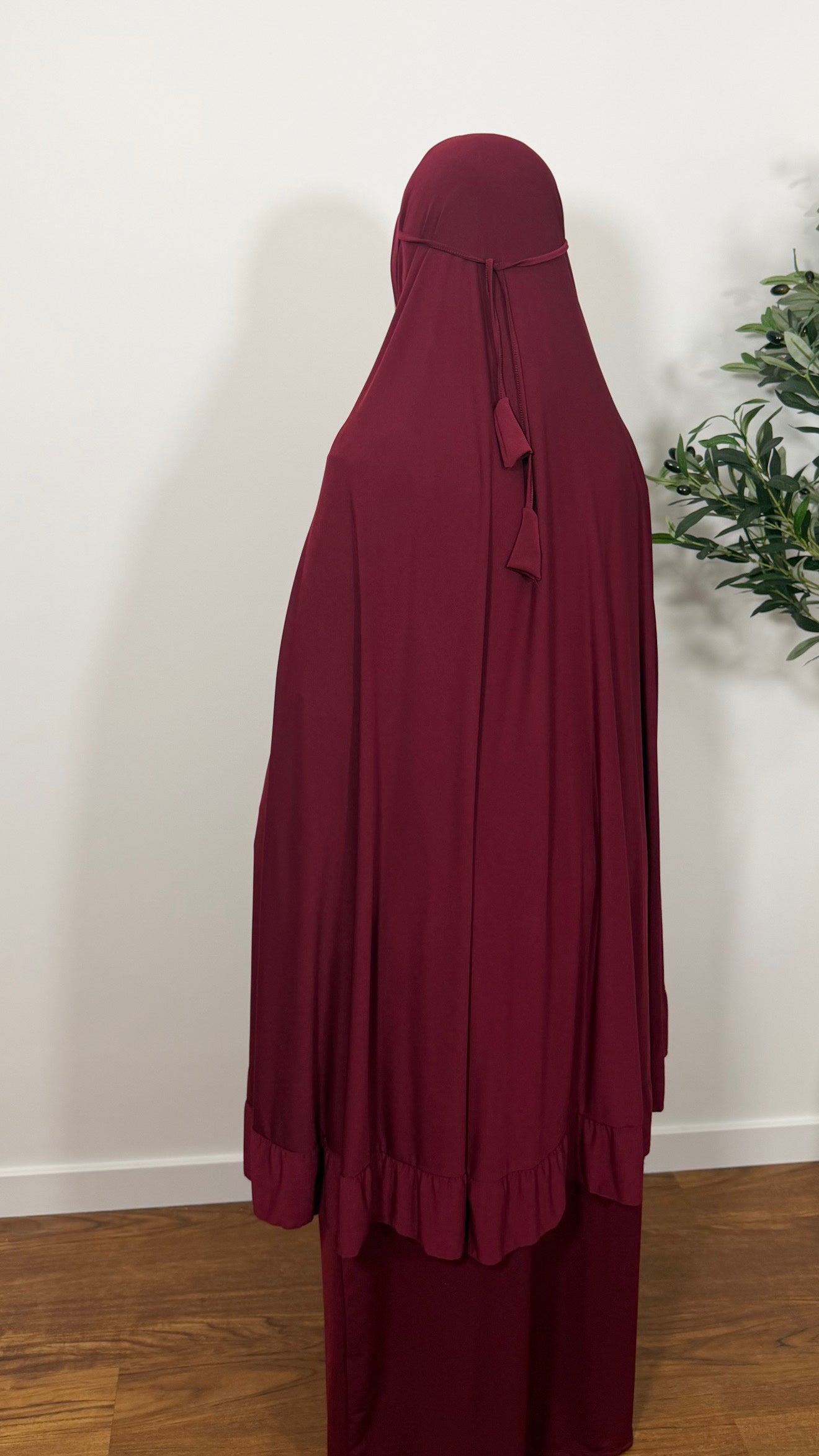 ENSEMBLE DE PRIÈRE MALAISIEN BORDEAU EN JERSEY PREMIUM