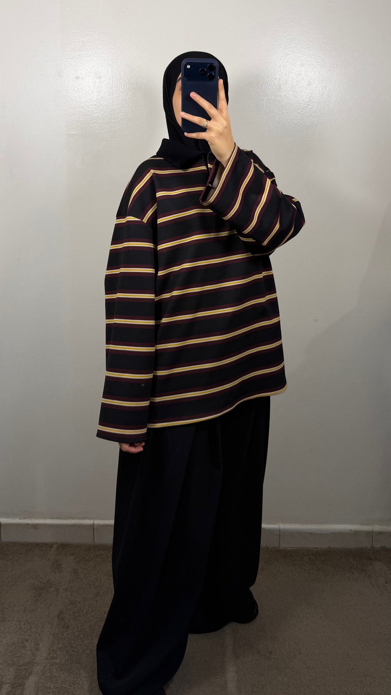 POLO EPAIS NOIR/ BORDEAU