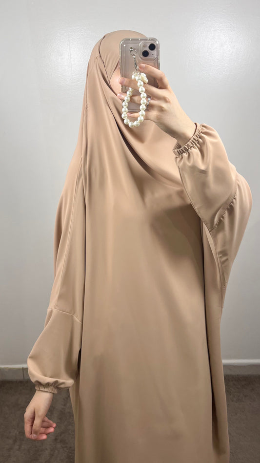 JILBEB 2 PIÈCES EN SOIE DE MEDINE BEIGE