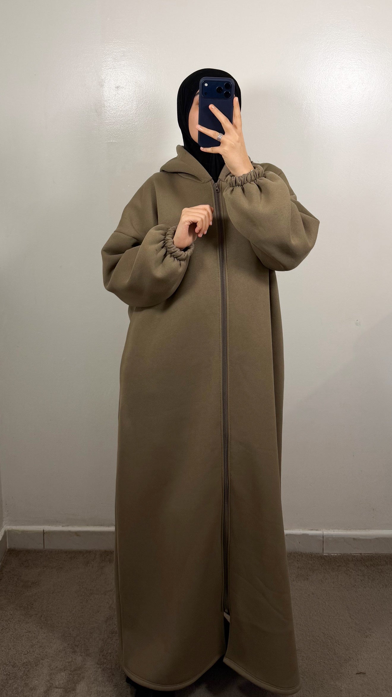 GILET LONG ZIPPÉ TAUPE