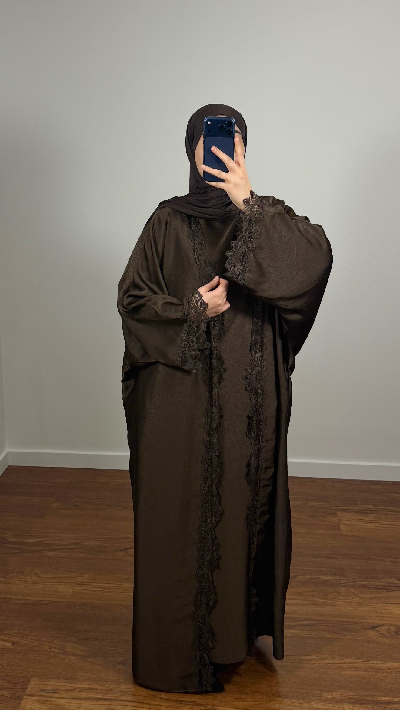 ENSEMBLE DINA KIMONO + SOUS ABAYA MARRON