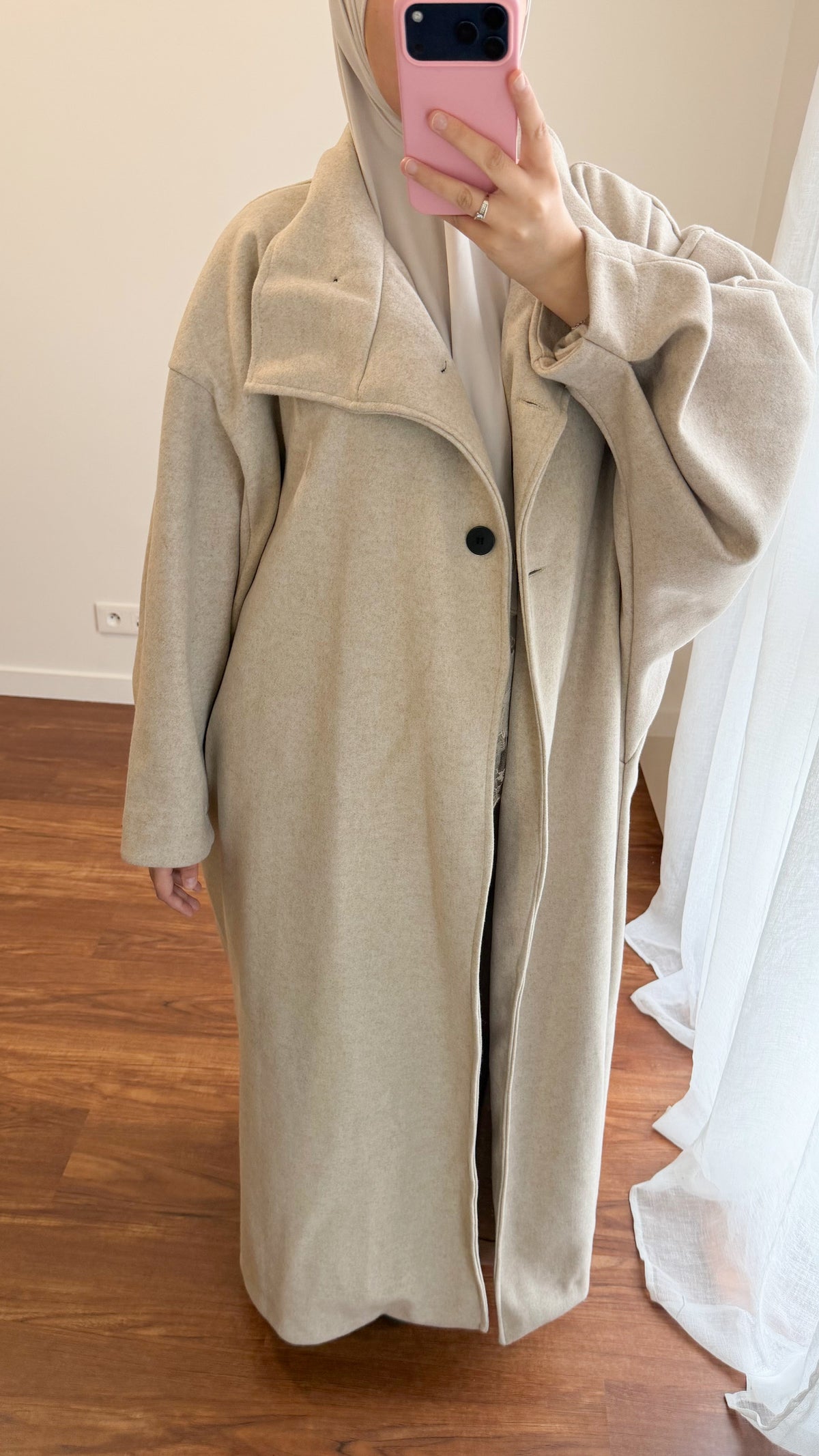 MANTEAU LONG OVERSIZE ÉCRU