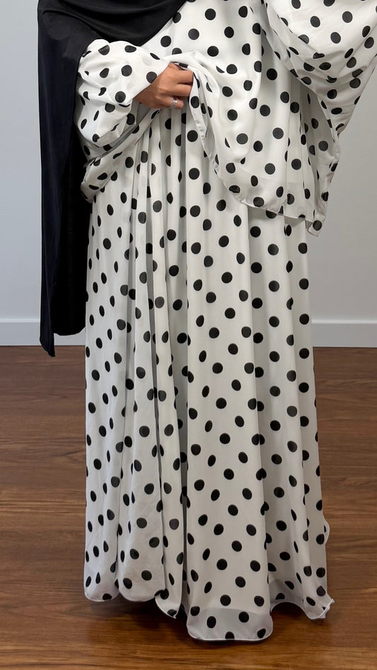 JUPE LONGUE À POIS BLANC (GROS POIS)