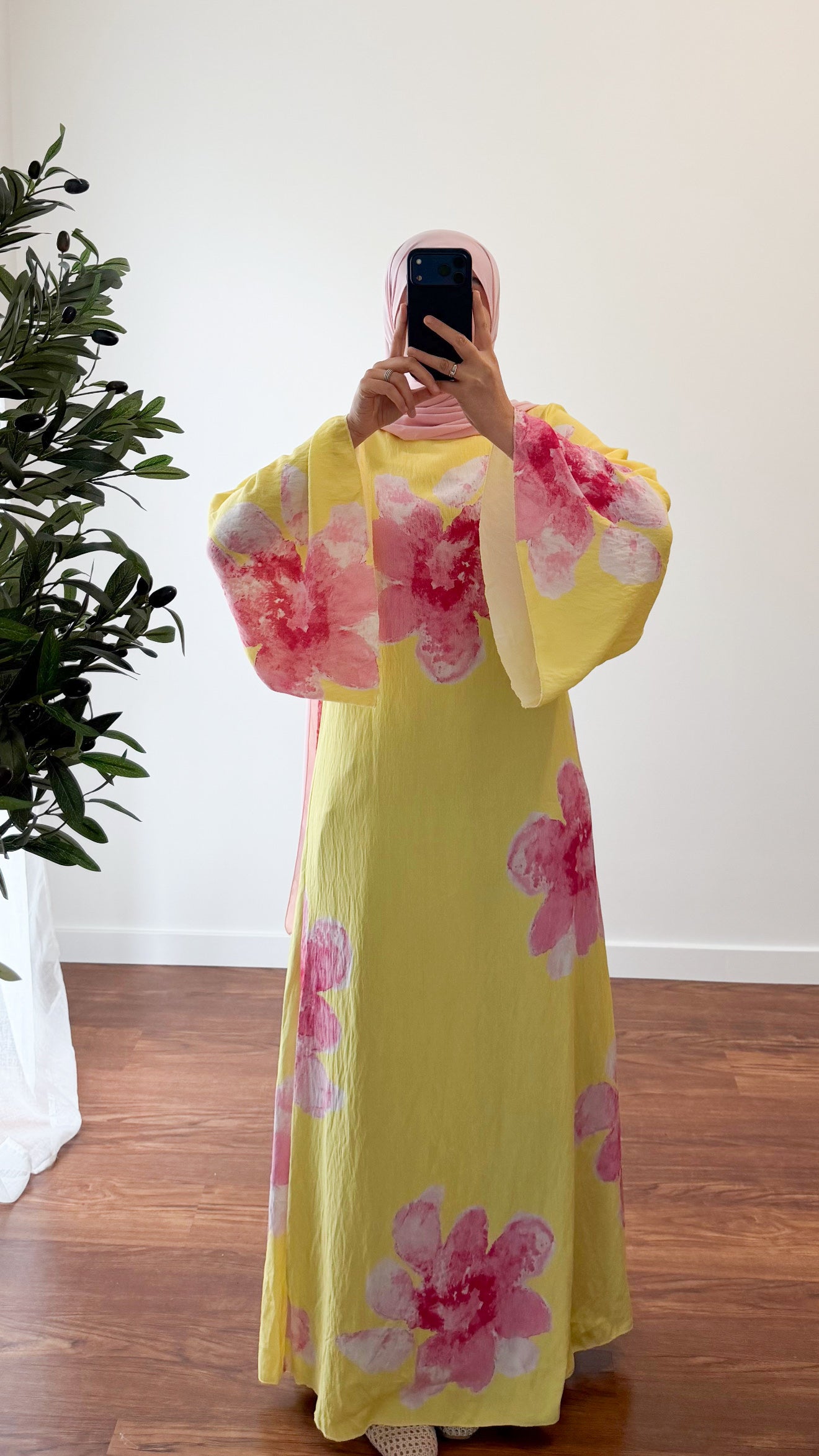 ROBE MOTIF FLEUR ROSE/JAUNE