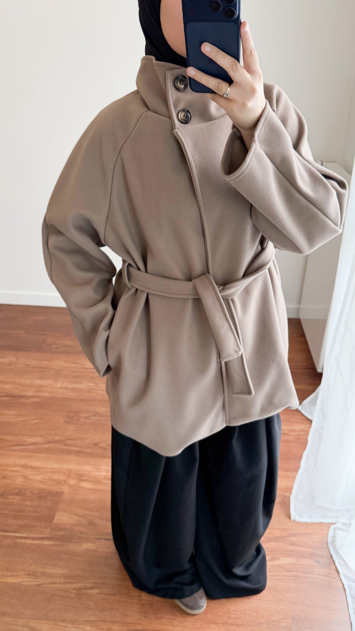 MANTEAU MI-LONG TAUPE