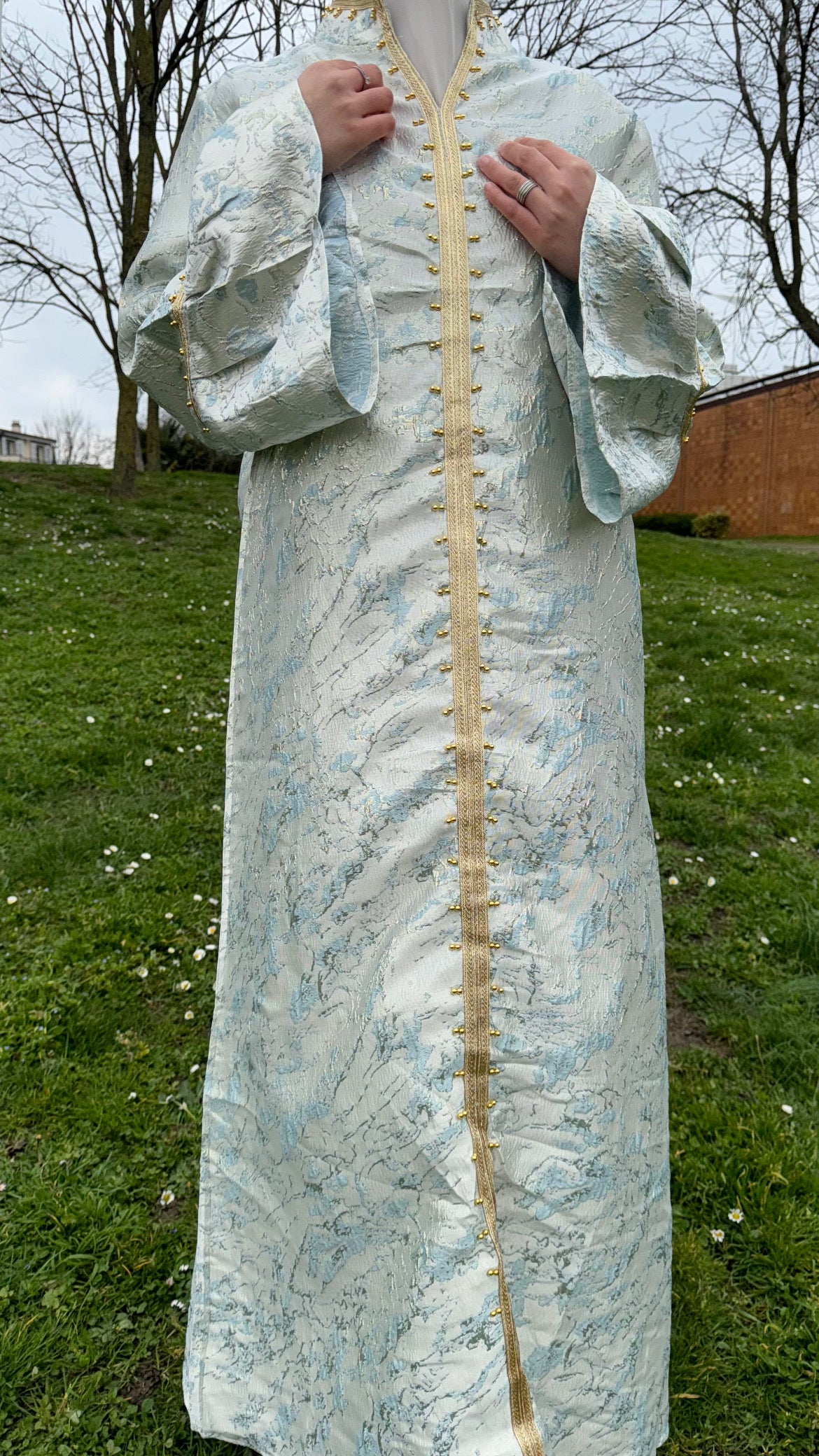 ABAYA STYLE CAFTAN QUALITÉ PREMIUM BLEU CIEL