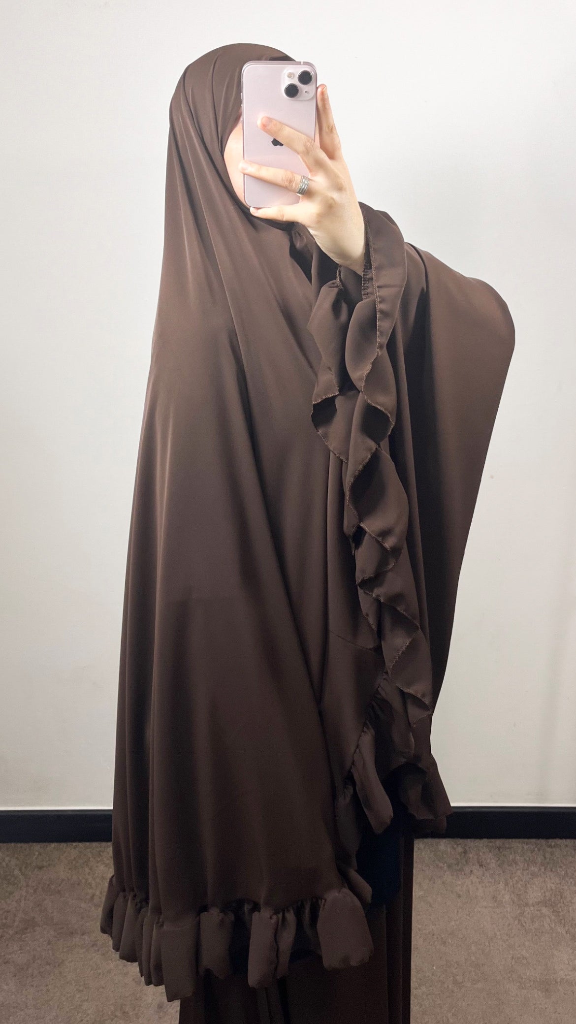 SET DE PRIÈRE FROUFROU EN SOIE DE MEDINE MARRON
