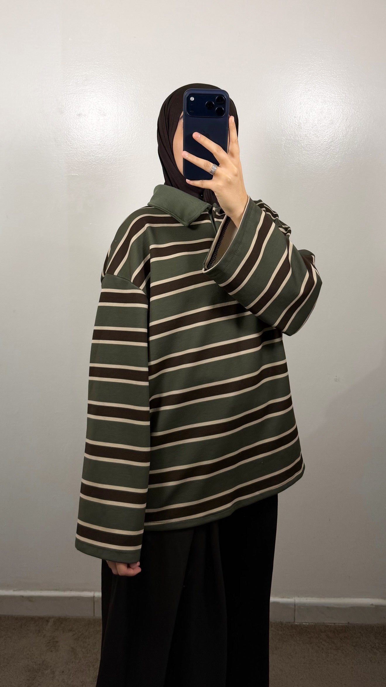 POLO EPAIS VERT KAKI/MARRON