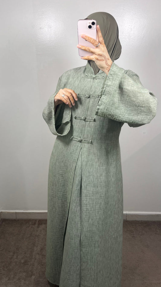 ENSEMBLE TOKYO LONG KIMONO + SOUS ABAYA VERT