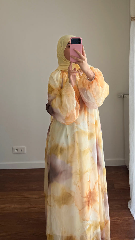 ABAYA BICOLORE JAUNE