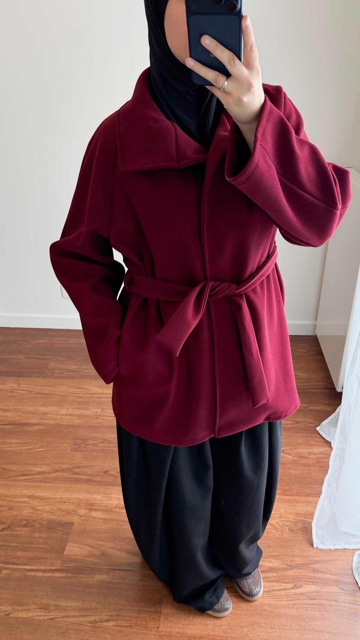 MANTEAU MI-LONG BORDEAU
