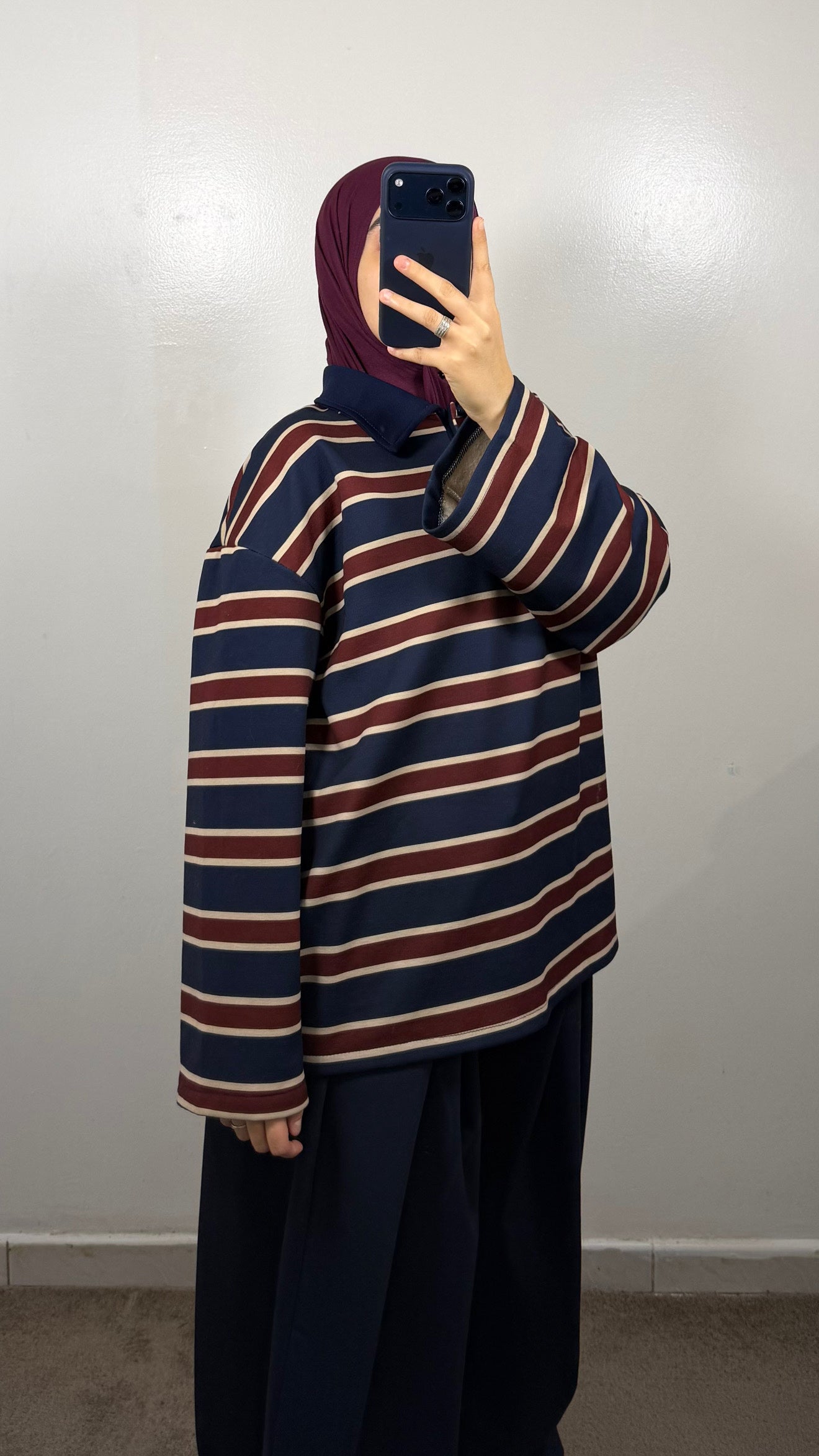 POLO EPAIS BLEU MARINE/BORDEAU