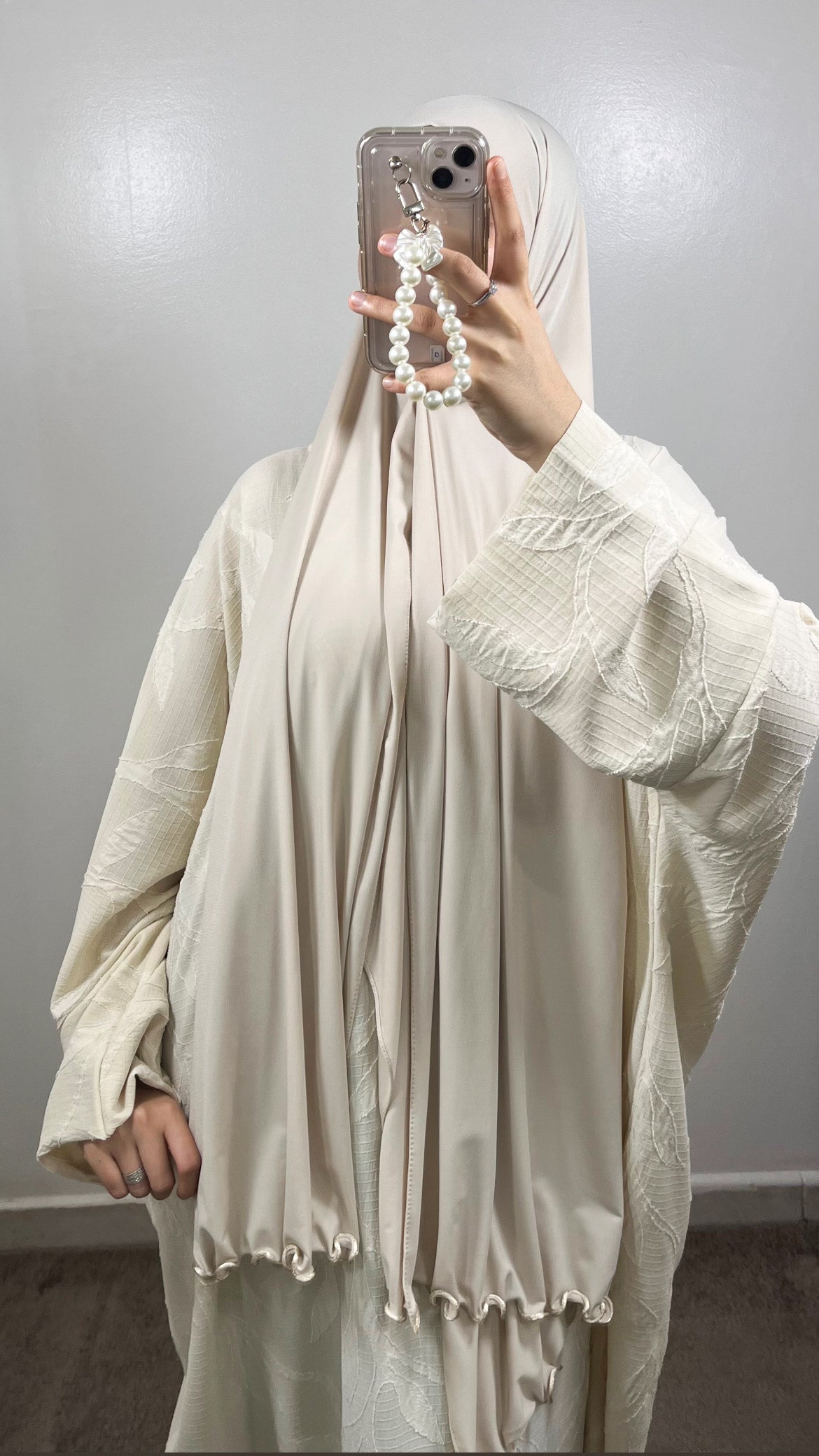 ABAYA BLUMENMUSTER ECRU