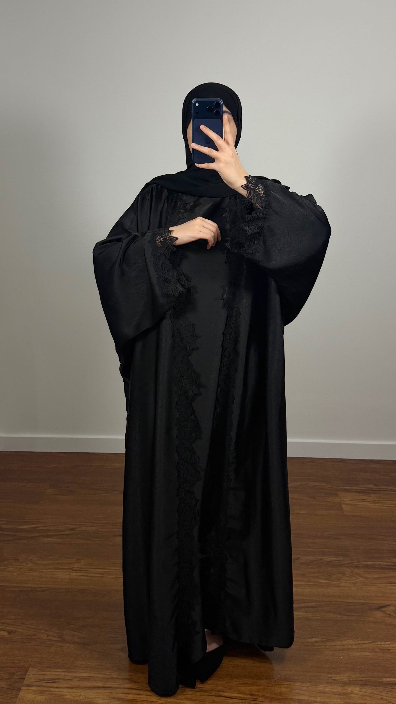 ENSEMBLE DINA KIMONO + SOUS ABAYA NOIR