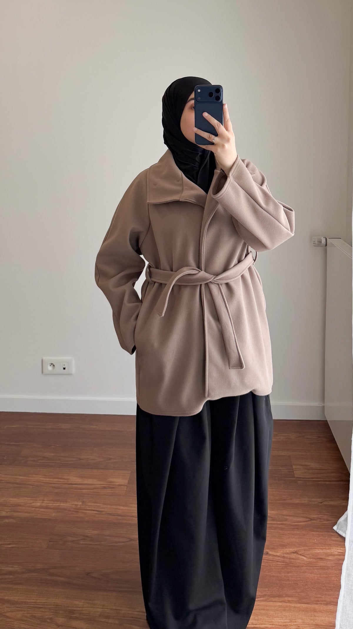 MANTEAU MI-LONG TAUPE