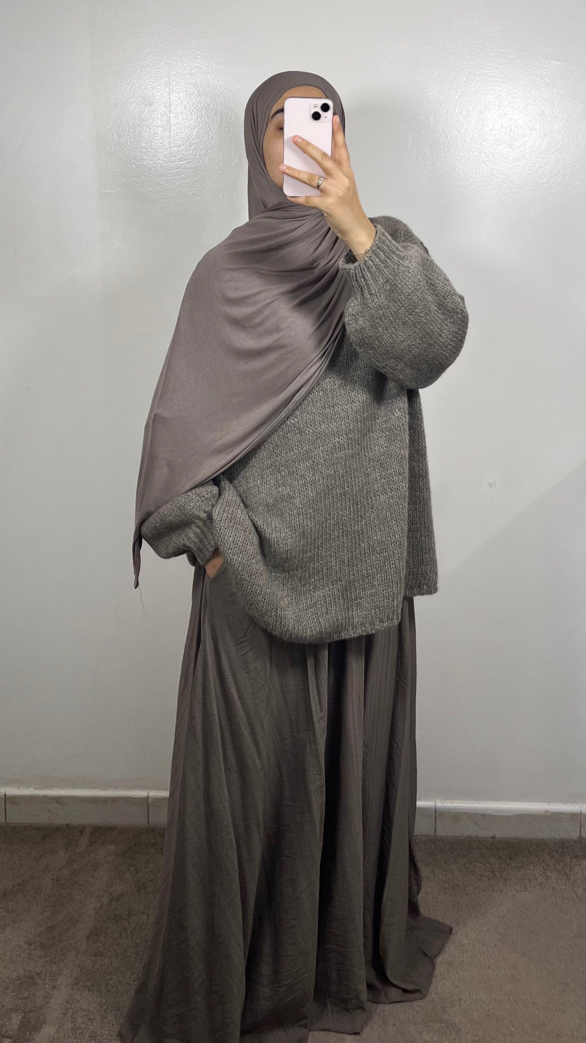 JUPE LONGUE TAUPE
