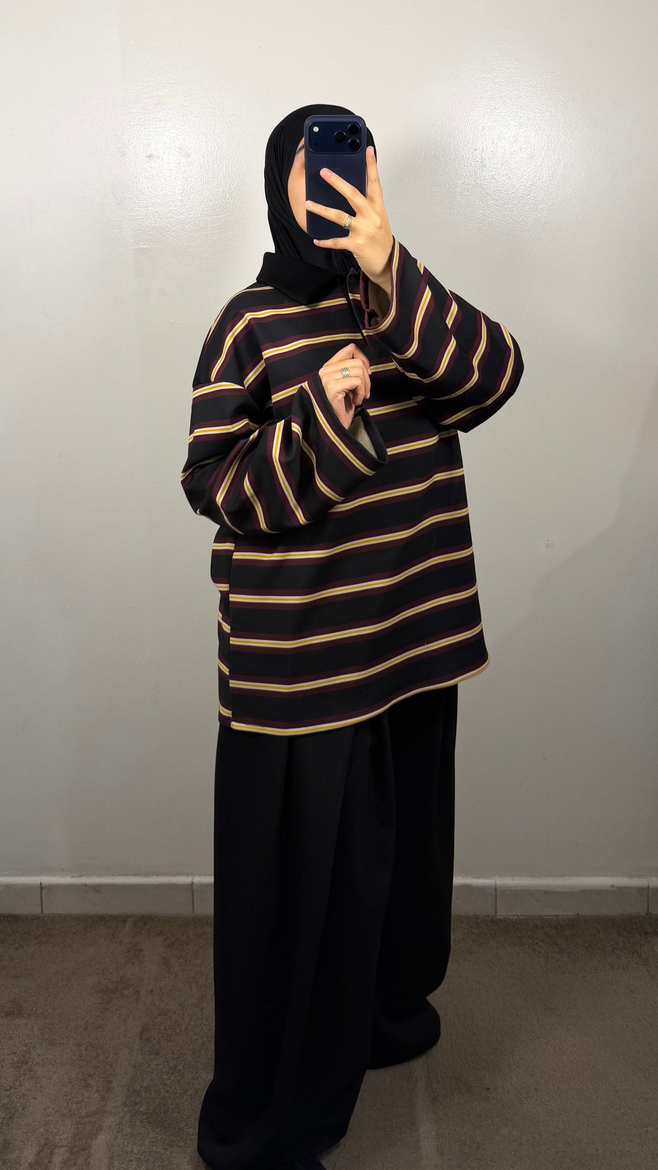 POLO EPAIS NOIR/ BORDEAU