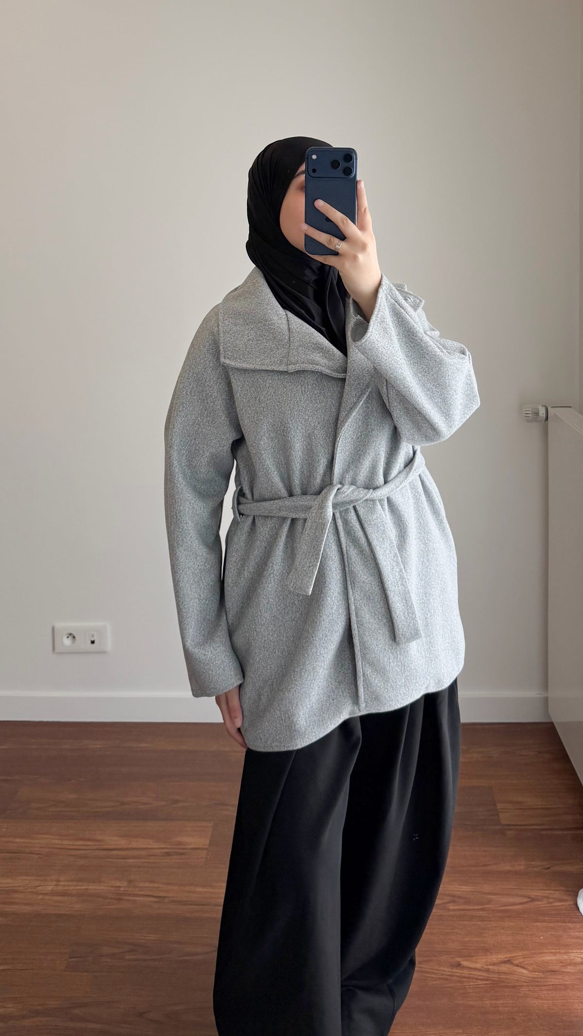 MANTEAU MI-LONG GRIS