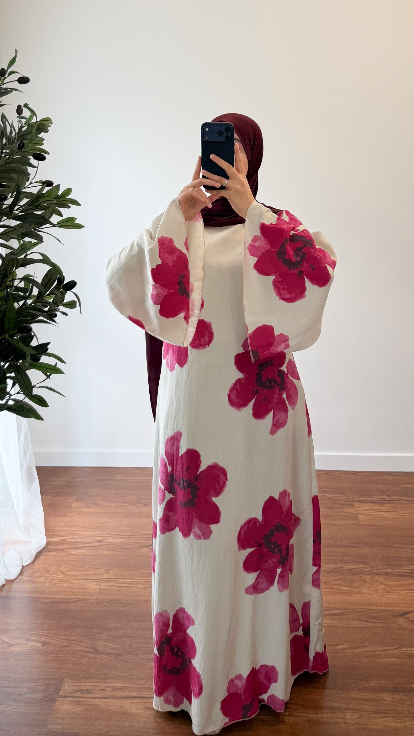ROBE MOTIF FLEUR ROSE FUSHIA/BLANC