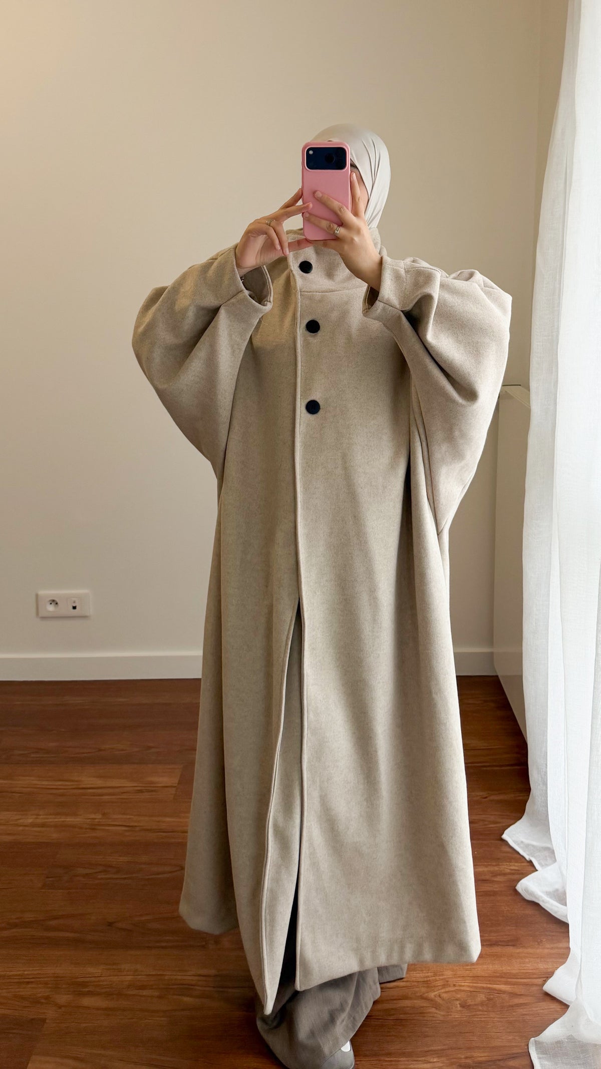 MANTEAU LONG OVERSIZE ÉCRU