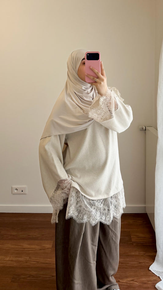 PULL DENTELLE ÉCRU