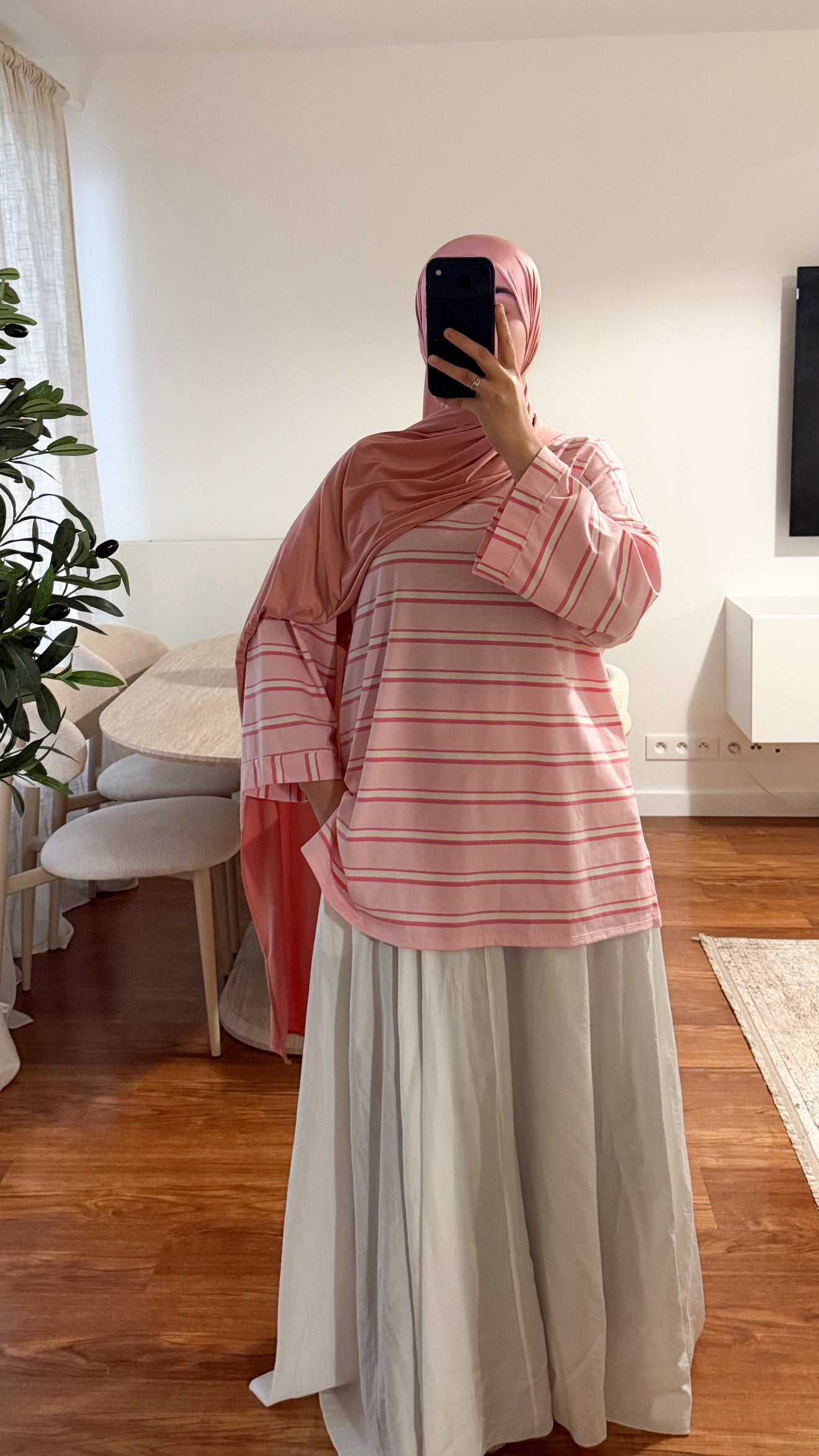 T-SHIRT RAYÉ OVERSIZE ROSE