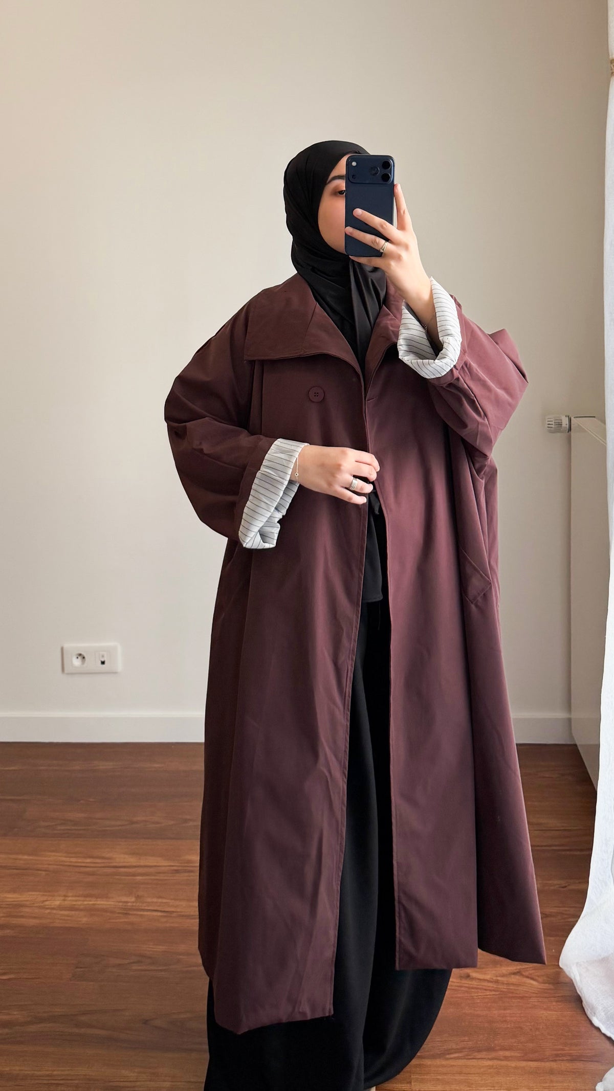 TRENCH LONG OVERSIZE BORDEAU