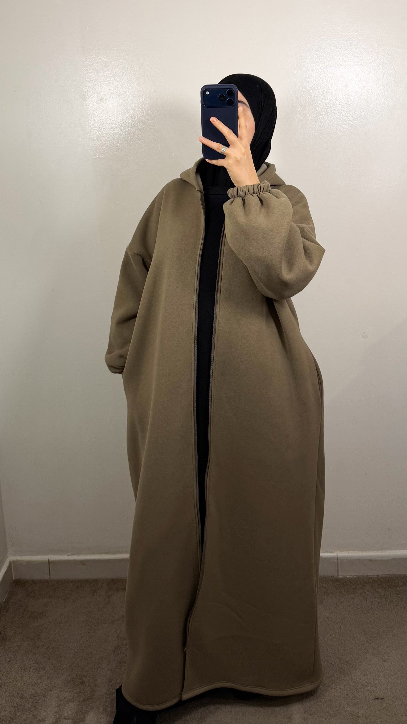 GILET LONG ZIPPÉ TAUPE