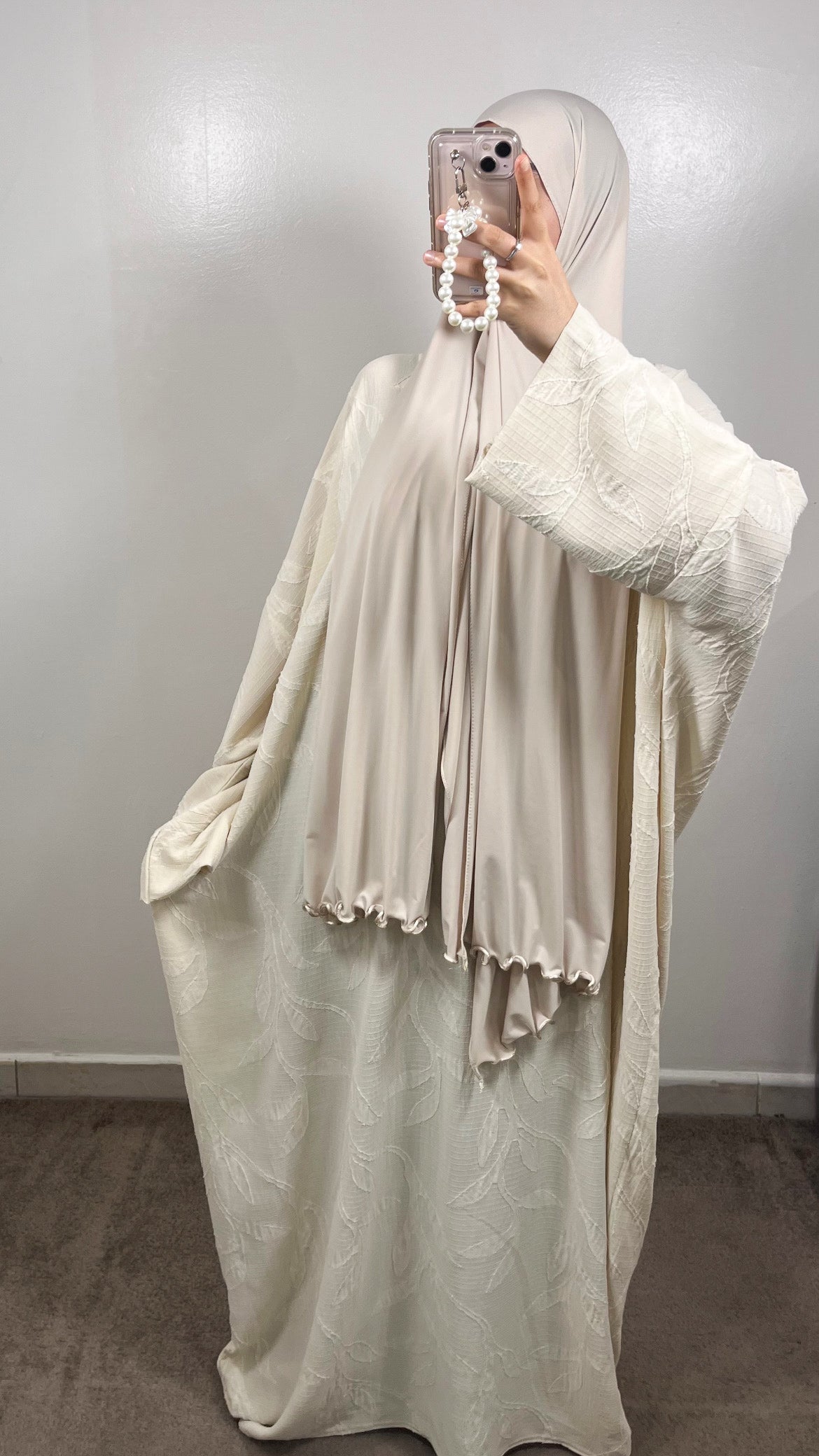 ABAYA BLUMENMUSTER ECRU