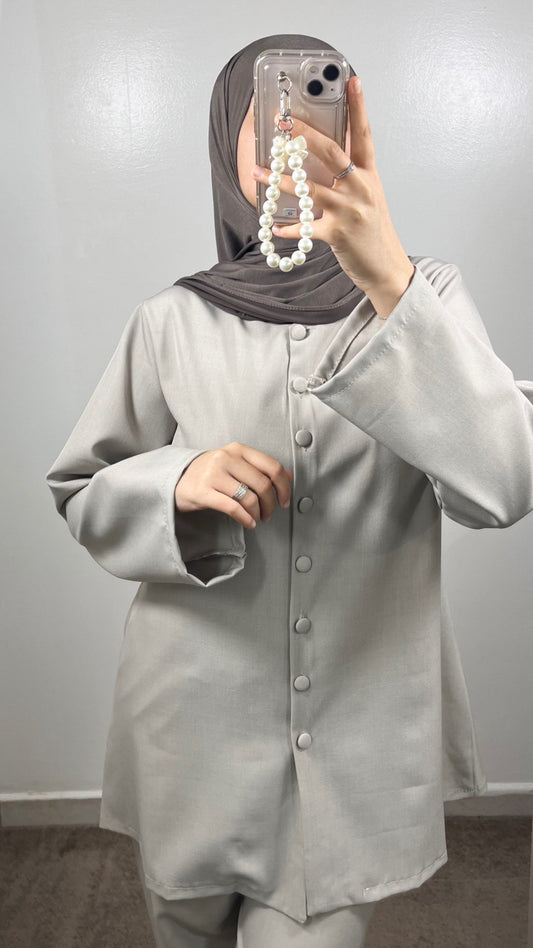 TAUPE BUTTONED SET