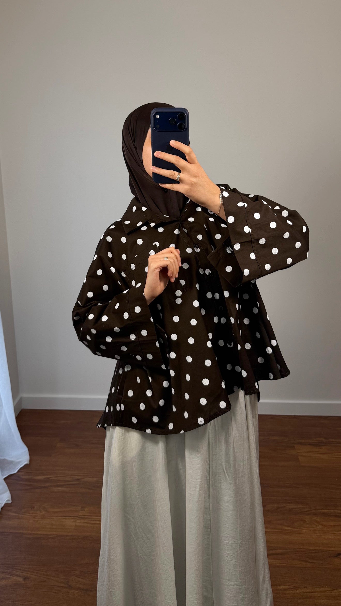 CHEMISE À POIS MARRON