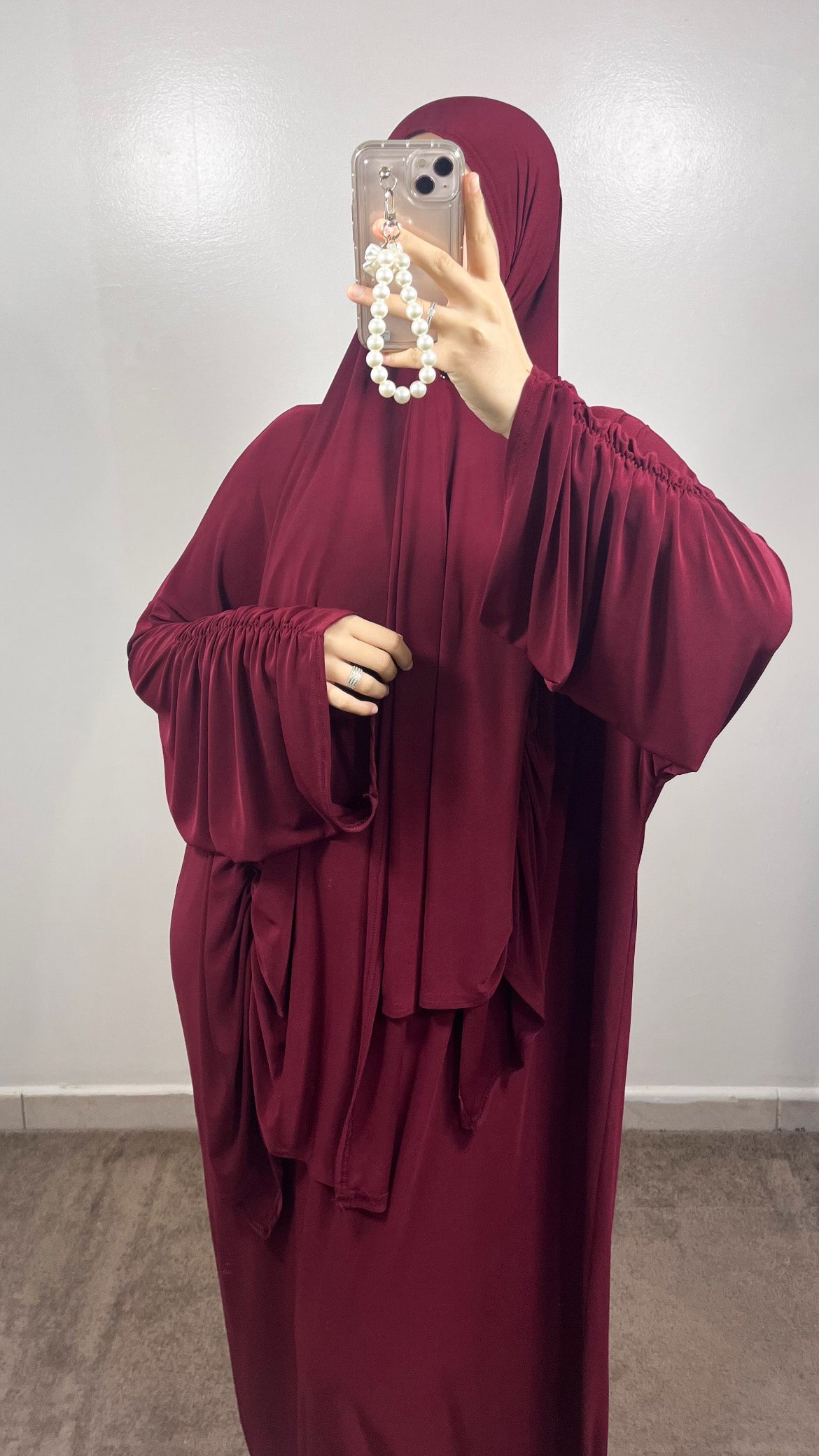 ABAYA + HIJAB BURGUNDY SET IN PREMIUM JERSEY