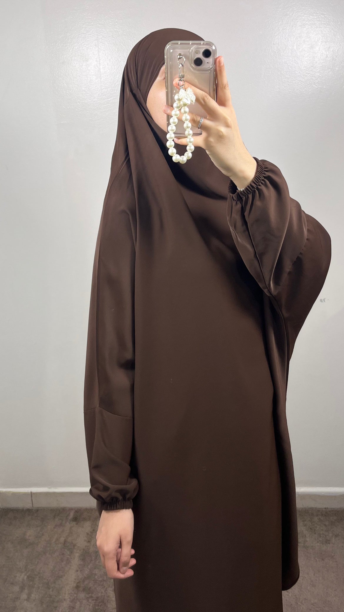 BROWN MEDINA SILK 2 PIECE JILBEB