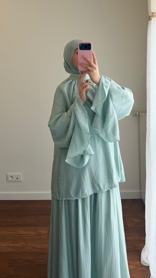 ENSEMBLE JUPE NUSSAYBAH VERT D’EAU