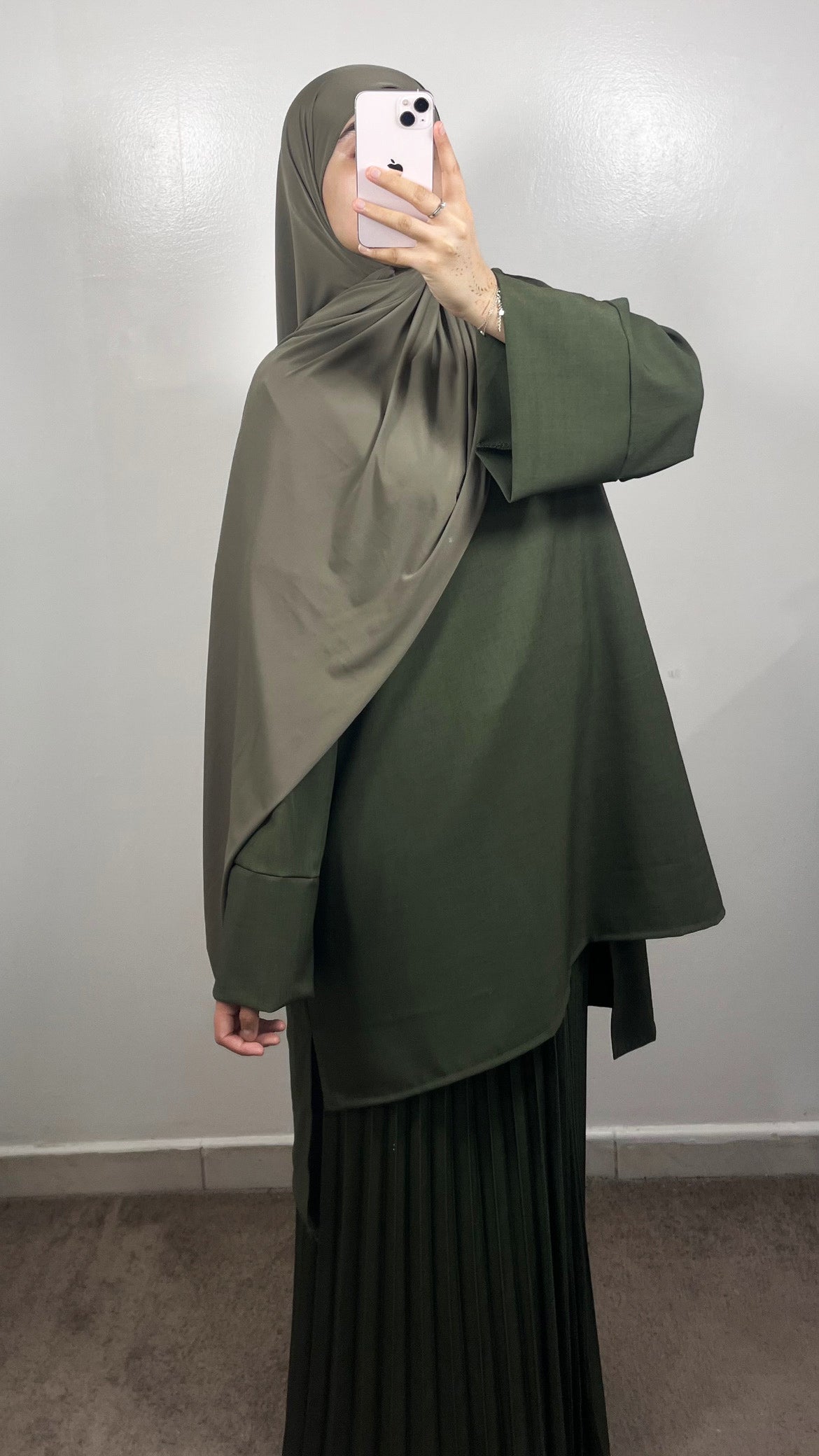 ENSEMBLE JUPE PLISSÉE EMAAN VERT KAKI