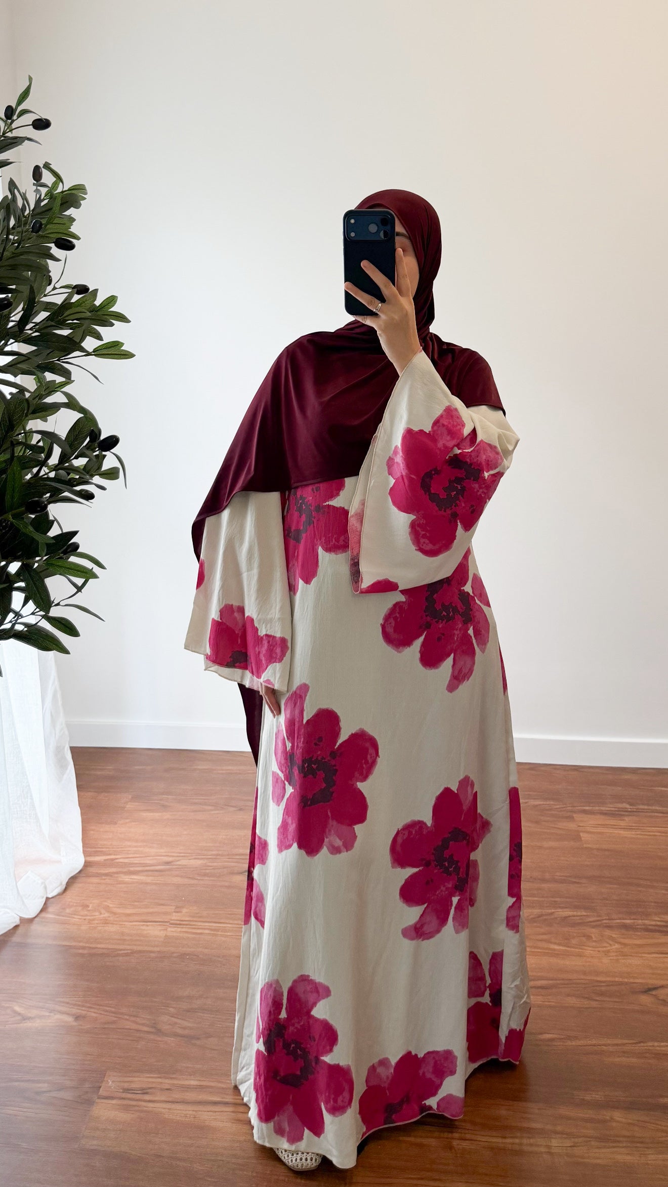 ROBE MOTIF FLEUR ROSE FUSHIA/BLANC