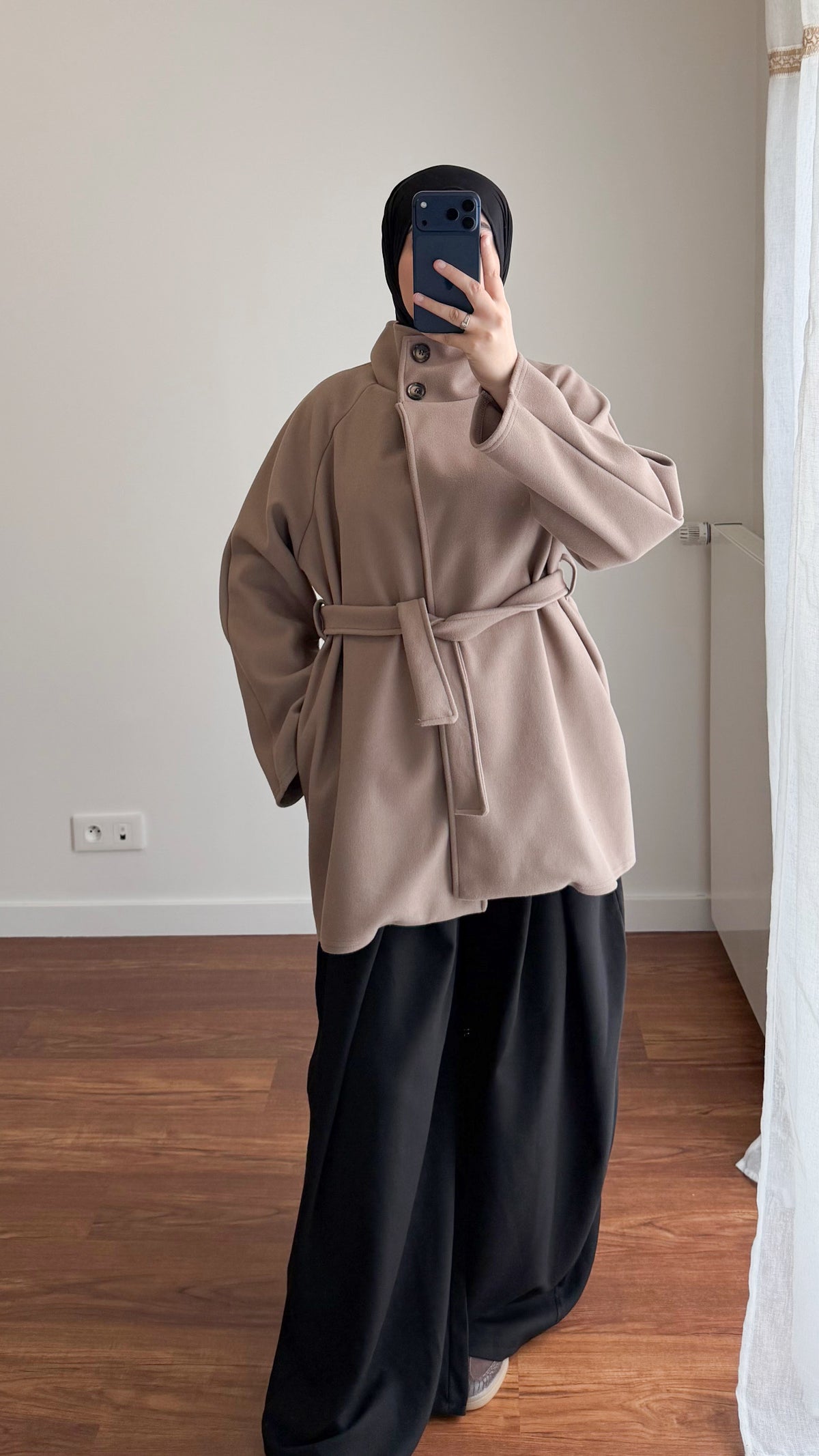 MANTEAU MI-LONG TAUPE