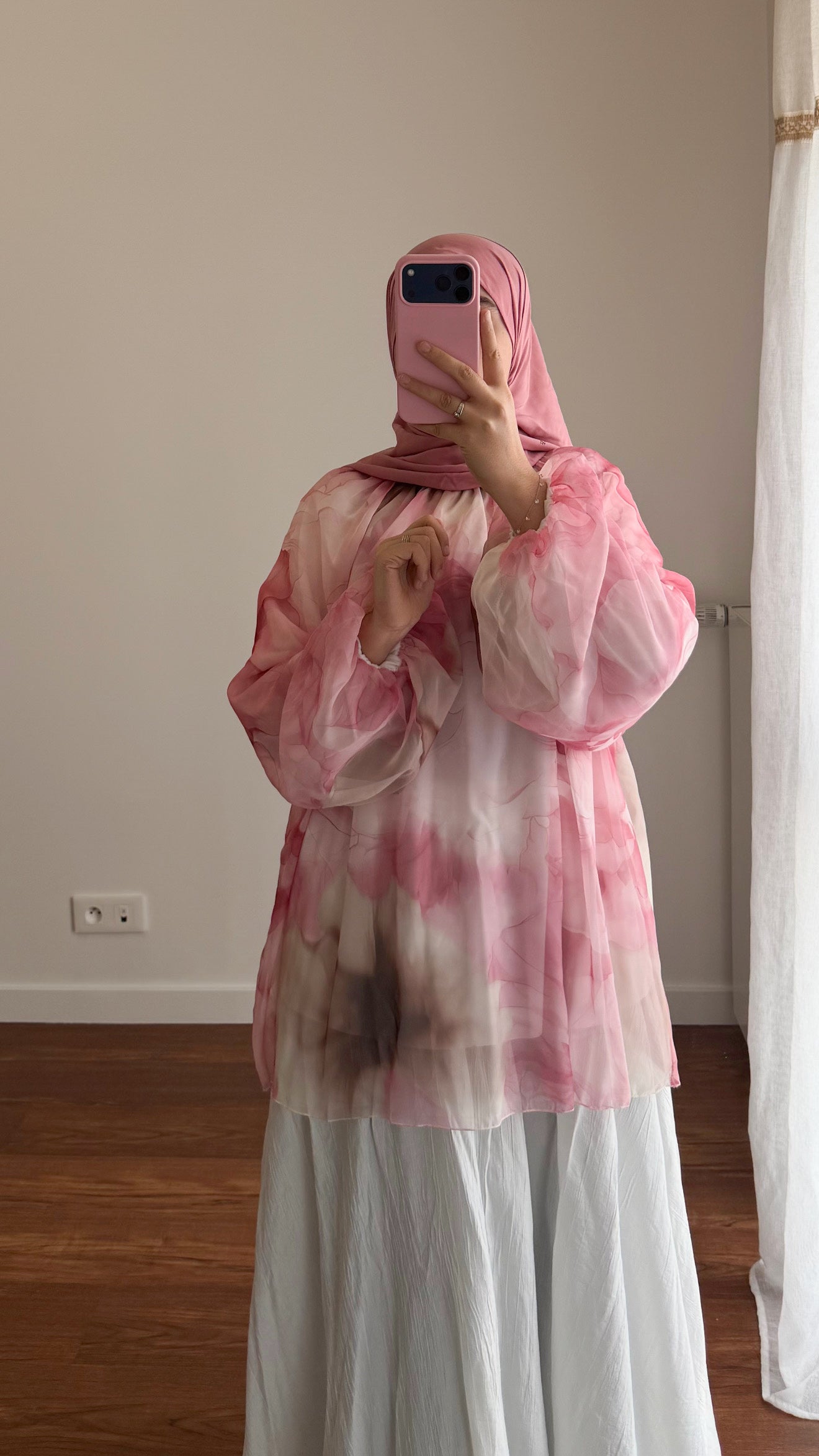 BLOUSE BICOLORE ROSE