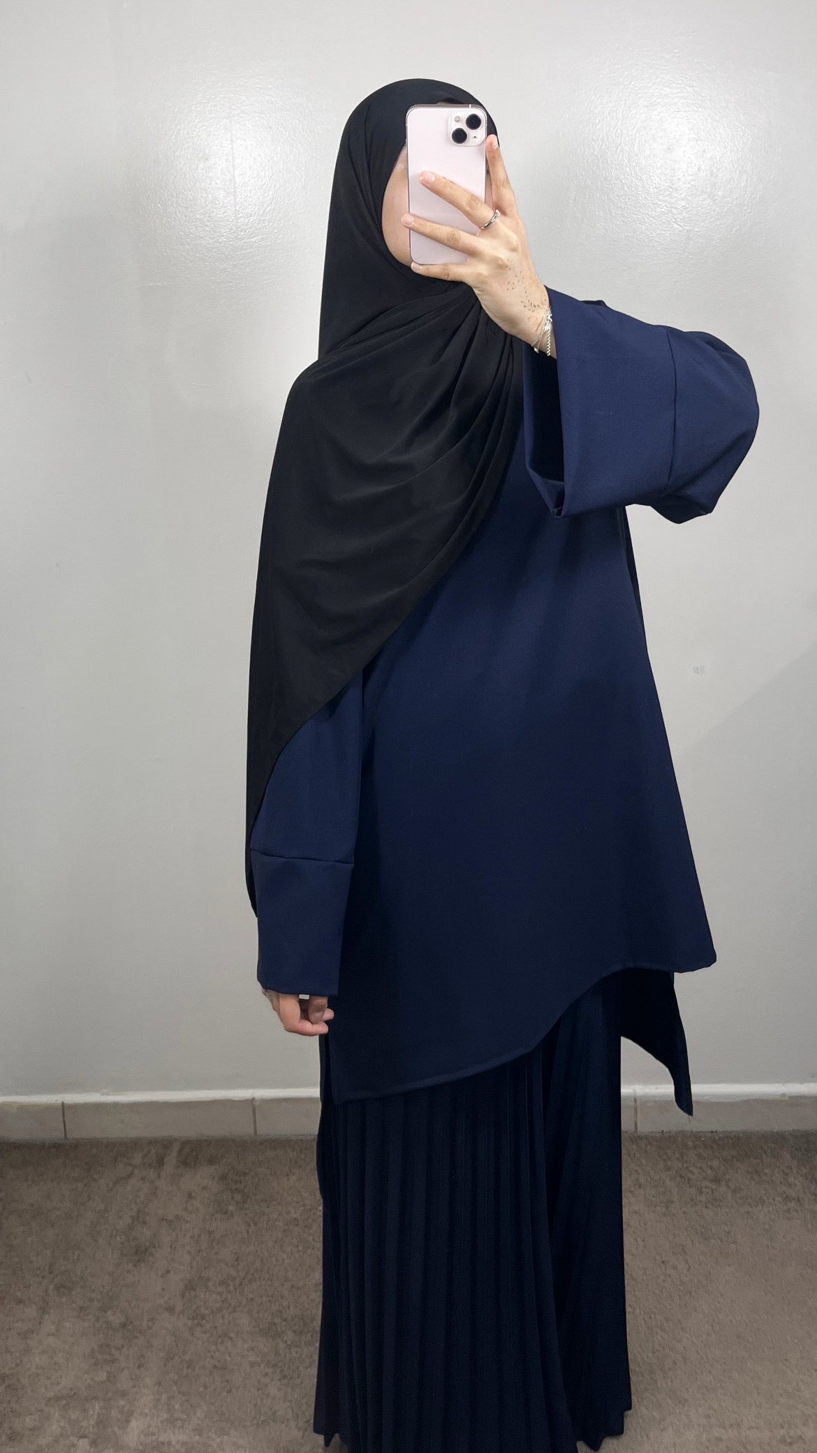 ENSEMBLE JUPE PLISSÉE EMAAN BLEU MARINE