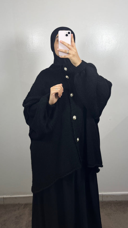 GILET BOUTONNÉ EN LAINE NOIR