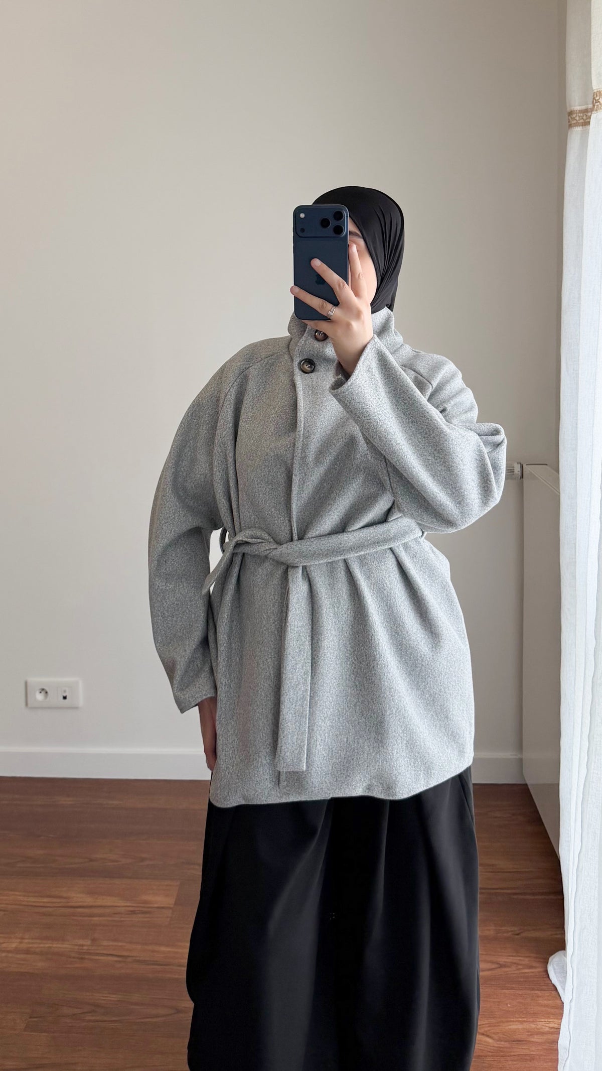 MANTEAU MI-LONG GRIS