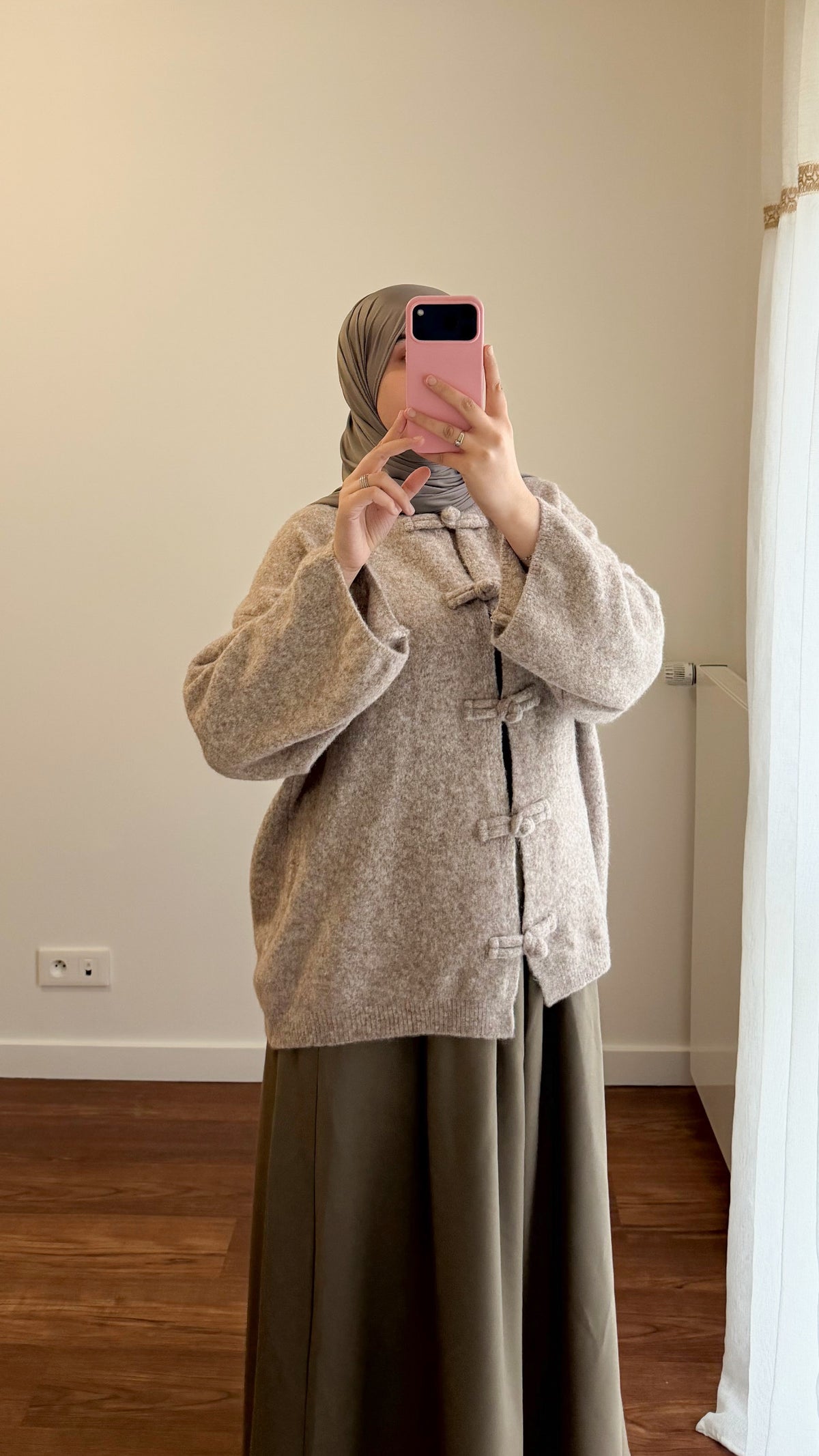 CARDIGAN YUMNA MANCHES LONGUES TAUPE