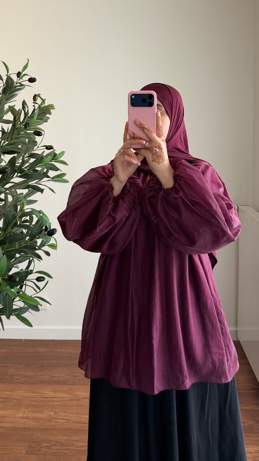 BLOUSE TENCEL BORDEAU