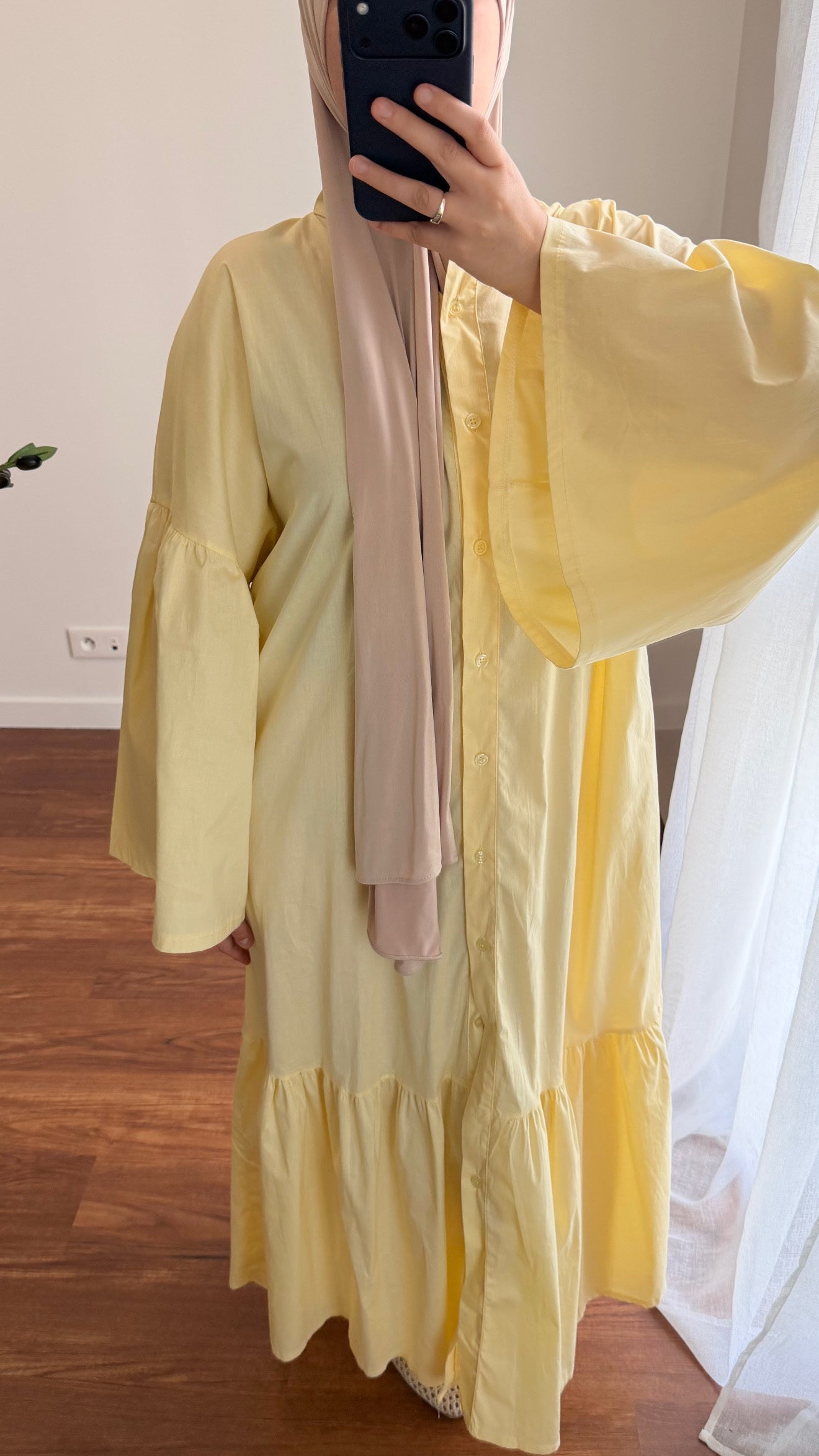 ROBE CHEMISE EN POPELINE JAUNE