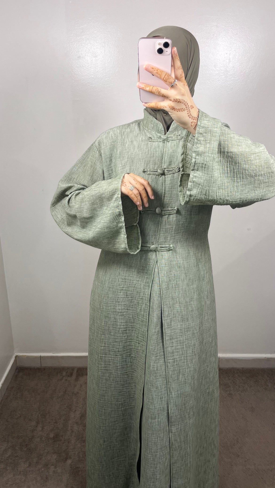 ENSEMBLE TOKYO LONG KIMONO + SOUS ABAYA VERT