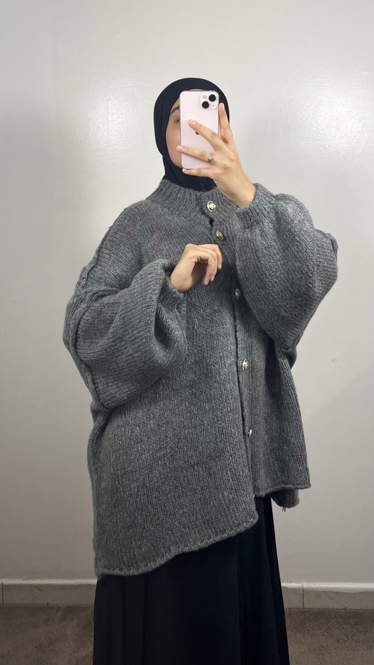 GILET BOUTONNÉ EN LAINE GRIS