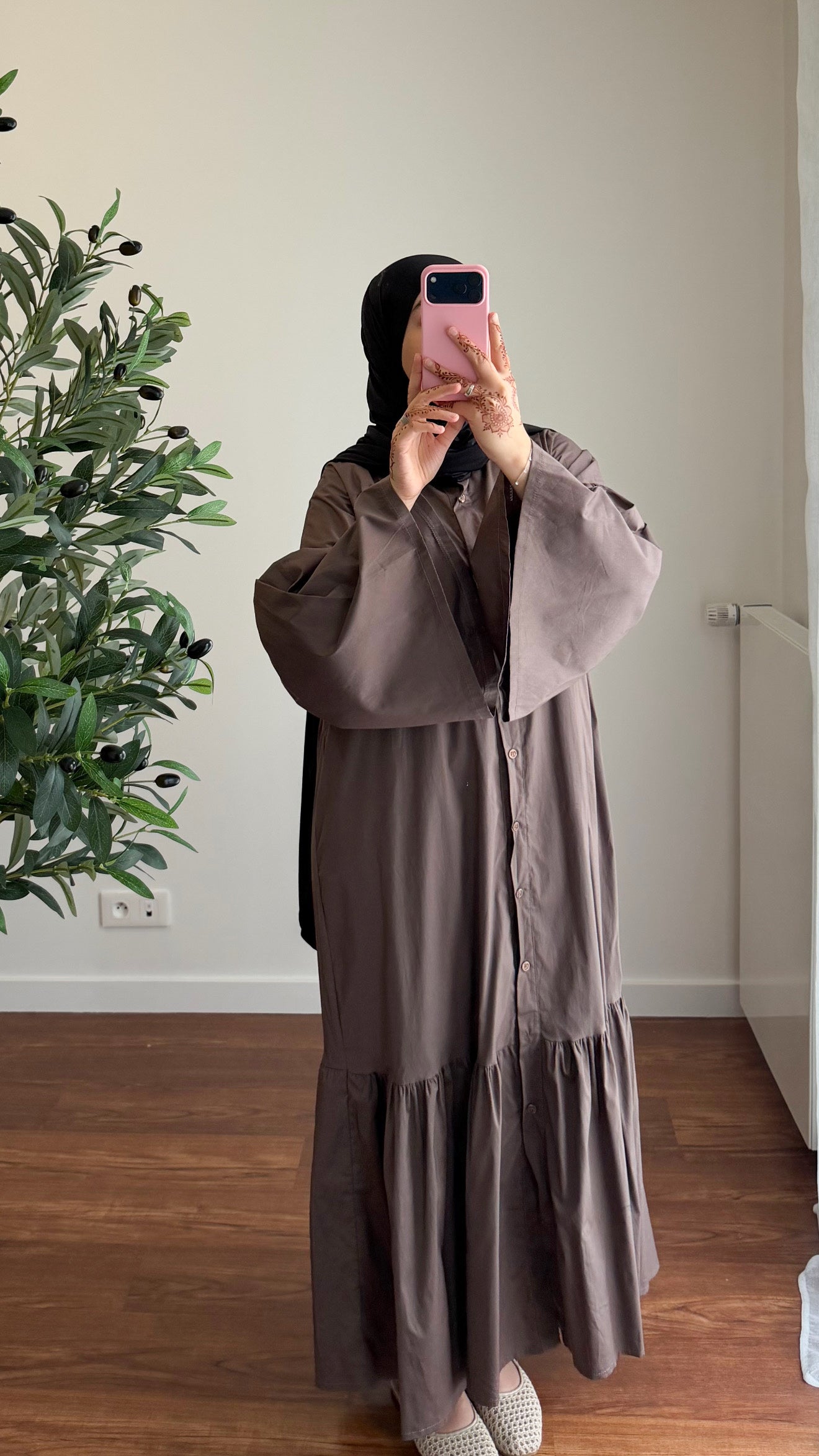 ROBE CHEMISE EN POPELINE MARRON